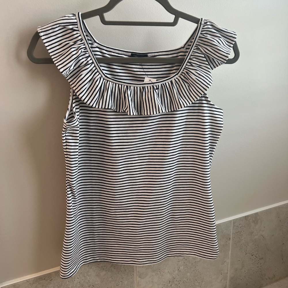 Talbots New with tags petite small navy blue and white striped tank